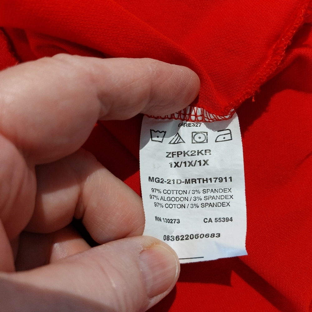 Lee Riders Instantly Slims You Bright Red Polo Shirt 1X EUC - Picture 4 of 9